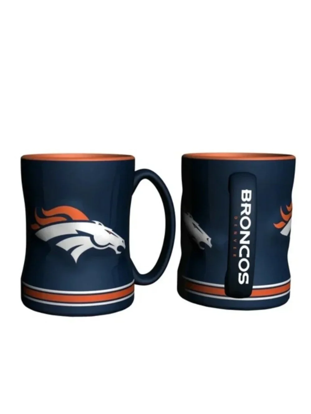 Denver Broncos  14oz  Sculpted Football Team Logo Blue Orange Coffee Mug